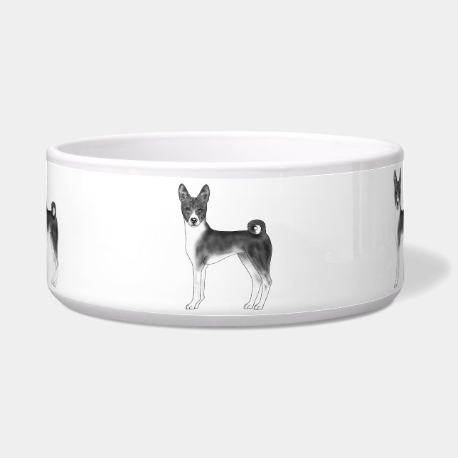 Écuelle Image De Chien Basenji En Noir Et Blanc (Devant)