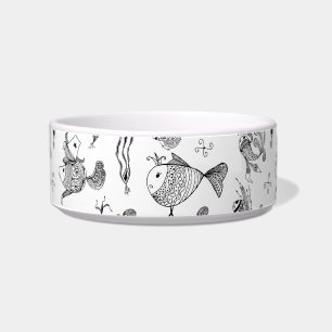 Écuelle Imaginaire sketched fish creachers plante feuilles