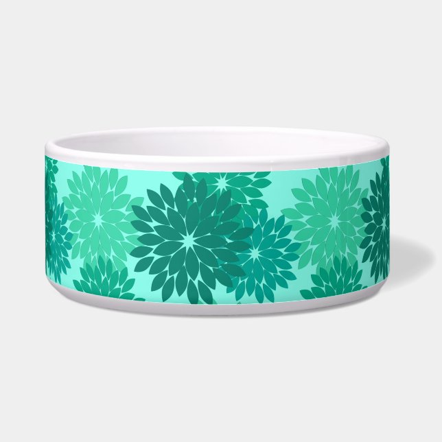 Écuelle Impression de kimono floral moderne, turquoise, sa (Devant)