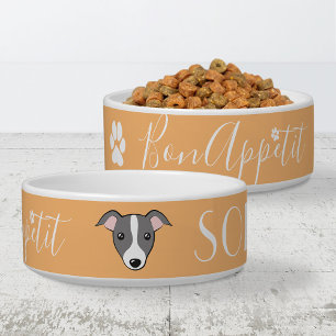 Écuelle Italien Greyhound Whippet Blue Nom Bon appetit