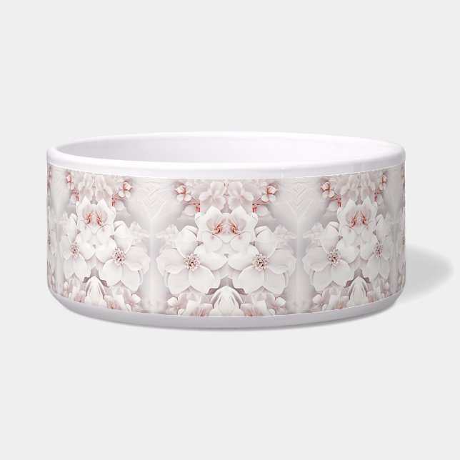Écuelle Ivory Blush rose Floral céramique Bowl pour animau (Devant)