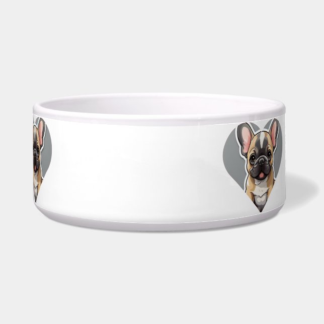 Écuelle J'ADORE BULLDOGS FRANÇAIS jolie caricature chiot d (Devant)