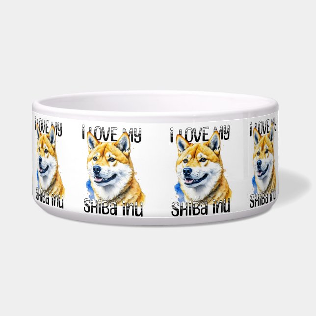 Écuelle J'Aime Mon Shiba Inu | Propriétaire de chien (Devant)