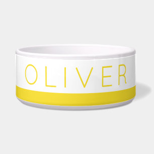 Écuelle Jaune Bright Stripe Personnalisé Chien Alimentatio