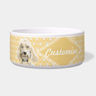 Écuelle jaune de cuvette de Labradoodle de chien de