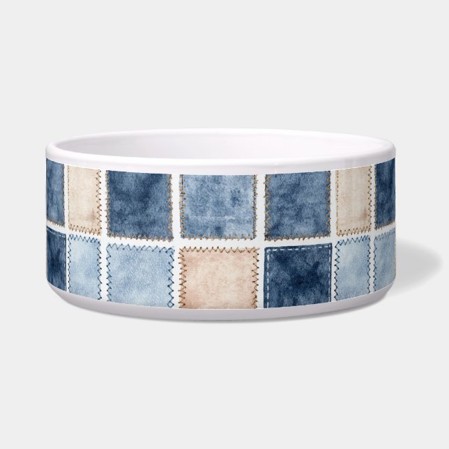 Écuelle Jean bleu en denim de crème factice (Devant)