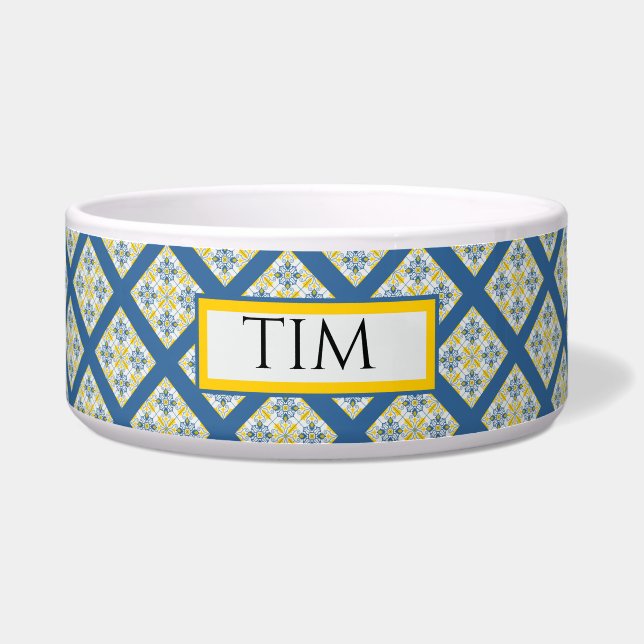Écuelle Joli carrelage portugais en bleu et jaune (Devant)