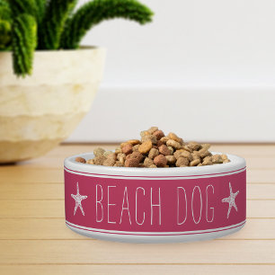 Écuelle Joli chien de plage rose et blanc en étoile de mer