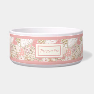 Écuelle Joli Patchwork Quilt Coeur Motif Chat Chien