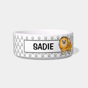 Écuelle Joli Pomeranian Orange Et Nom Du Chien