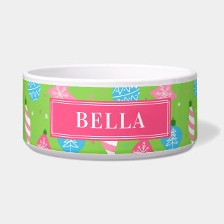 Écuelle Jolie fête de Noël Vert rose bleu Pet Bowl