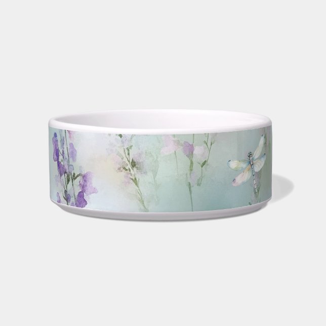 Écuelle Jolies fleurs de lavande romantiques libellules (Devant)