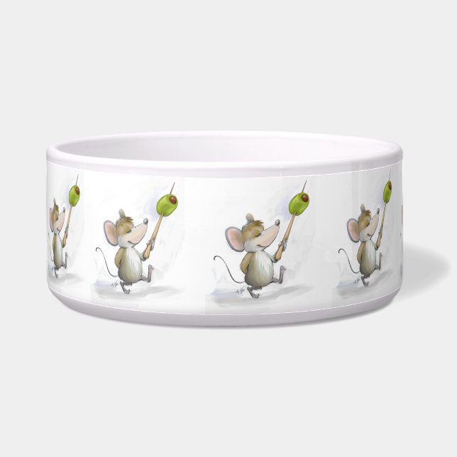 Écuelle Joyeuse souris Moe avec la cuvette olive d'animal (Gauche)