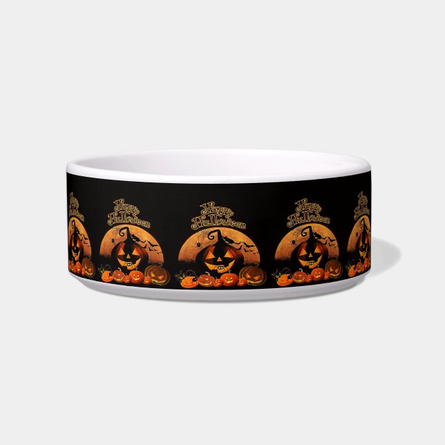 Écuelle Joyeux Citrouille de chats Halloween (Devant)