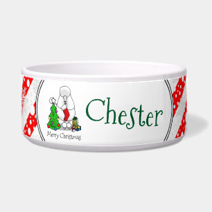 Écuelle Joyeux sapin de Noël 2 caniche (blanc) chien migno