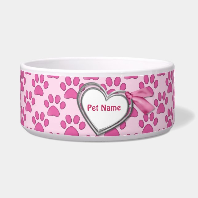 Écuelle Kitty Prints Pink Cat Dish - Personnaliser (Devant)