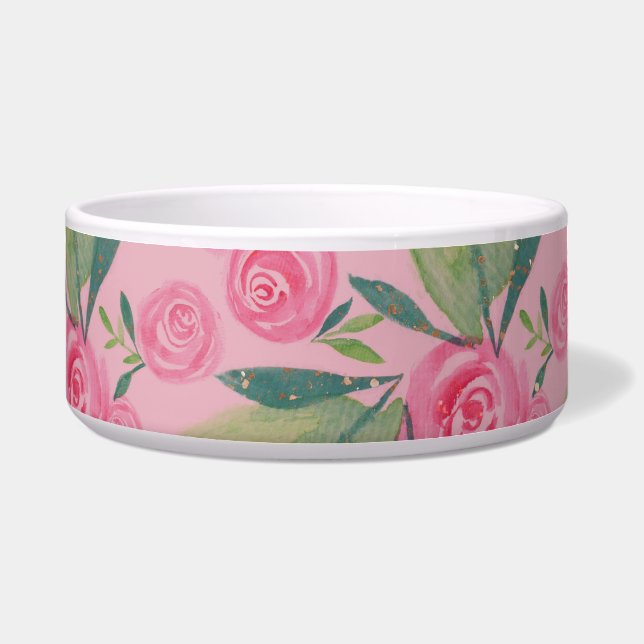 Écuelle La Rosa Aquarelle Pastel Motif Floral Pet Bowl (Devant)