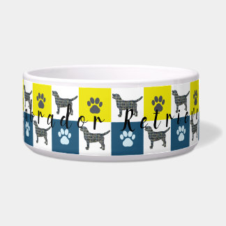 Écuelle Labrador Chien & Paw Yellow & Blue Grid Chien Bowl