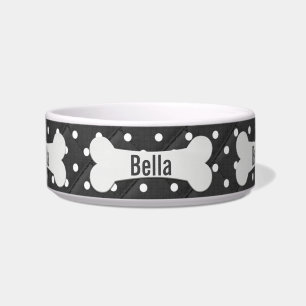 Écuelle Le Chien Blanc Bone Sur Les Pois