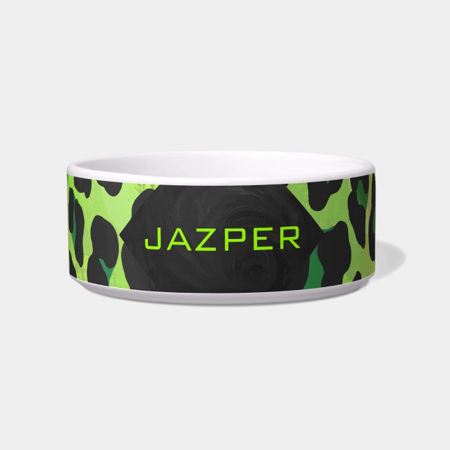 Écuelle Léopard noir et vert avec Monogramme (Devant)