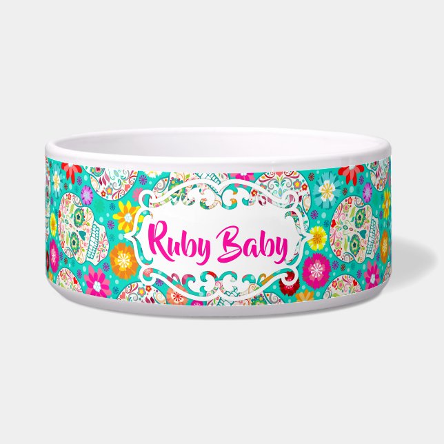 Écuelle Les crânes de sucre sur le bol Turquoise personnal (Devant)