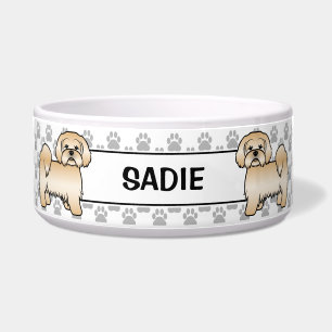 Écuelle Lhasa Apso doré Chien mignon avec pattes et nom