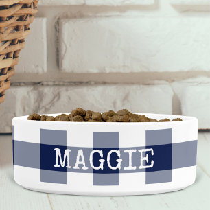Écuelle Lit personnalisé à carreaux gingham bleu marine ru