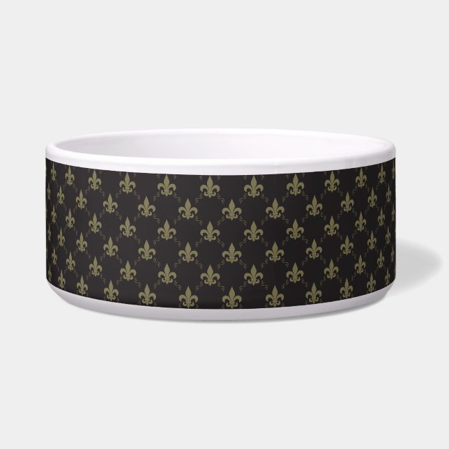 Écuelle Luxueux Black Gold Fleur De Lis Motif (Devant)