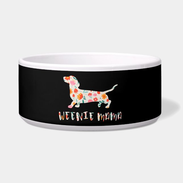 Écuelle Maman Weenie Dachshund floral (Devant)