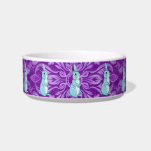 Mangeoire pour animaux violette mandala lapin bleu