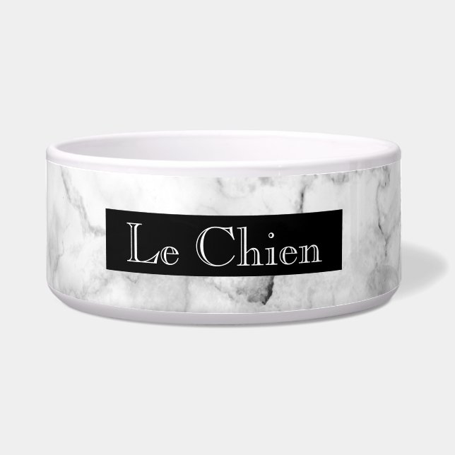 Écuelle Marbre noir blanc et gris Faux| Le Chien (Devant)