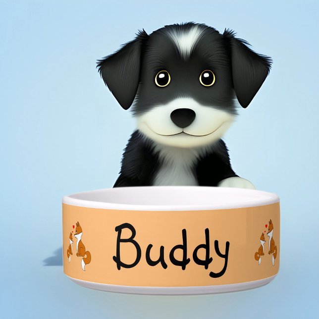 Écuelle Mignons renards aux coeurs, dessinés à la main (Créateur téléchargé)