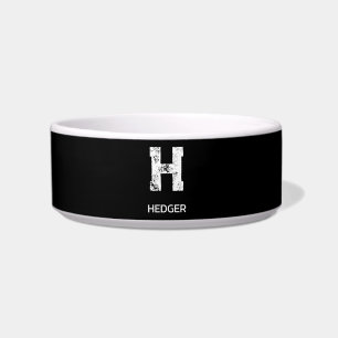 ÉCUELLE MINIMALISTE BLANC MONOGRAMME À UNE LETTRE NOM NOIR