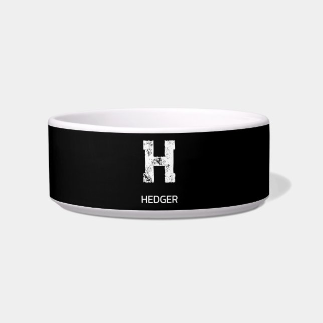 ÉCUELLE MINIMALISTE BLANC MONOGRAMME À UNE LETTRE NOM NOIR (Devant)