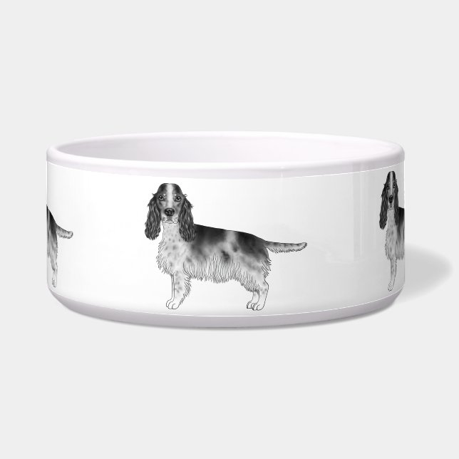 Écuelle Modèle de Cocker Spaniel Anglais en Noir et Blanc (Devant)
