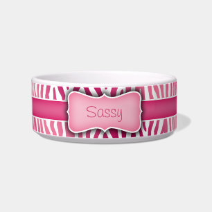 Écuelle Modèle Zèbre rose et blanc personnalisé