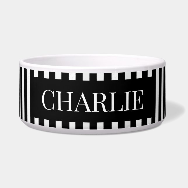 Écuelle Modern Black Stripes Pattern Personalized Dog Pet (Devant)