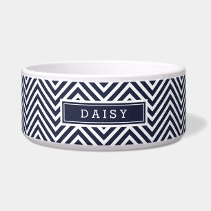 Écuelle Monogramme bleu marine et blanc Chevron