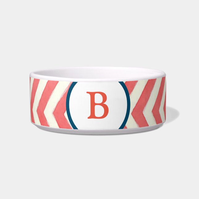 Écuelle Monogrammé, chevron rouge, bleu blanc (Devant)