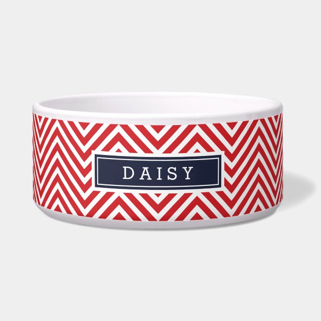 Écuelle Monogramme Chevron rouge et bleu marine (Devant)
