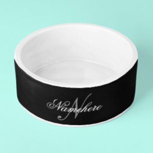 Écuelle Monogramme de nom noir et blanc personnalisé uniqu