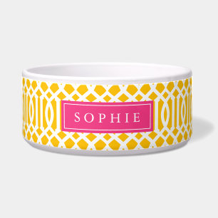Écuelle Monogramme de Trellis jaune et rose chaud