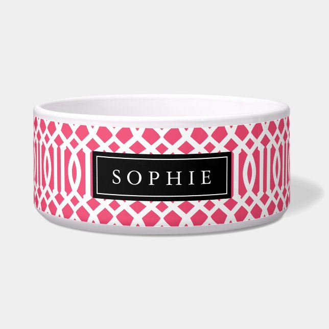 Écuelle Monogramme de Trellis rose et noir (Devant)