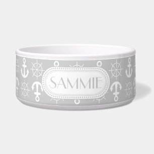 Écuelle Monogramme nautique de roues d'Ancres de blanc de