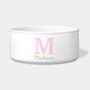 Écuelle Monogramme Nom personnalisé initial Pink Green Pet