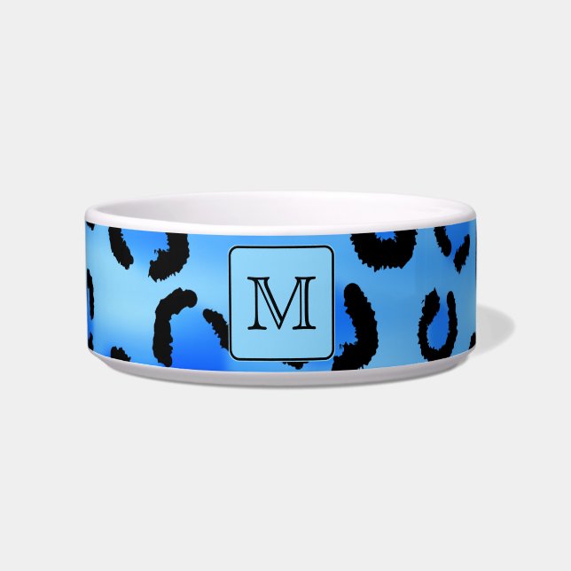 Écuelle Monogramme personnalisé, modèle bleu d'empreinte (Devant)