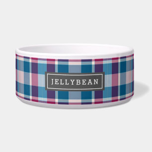 Écuelle Monogramme préppant rose et bleu plaid