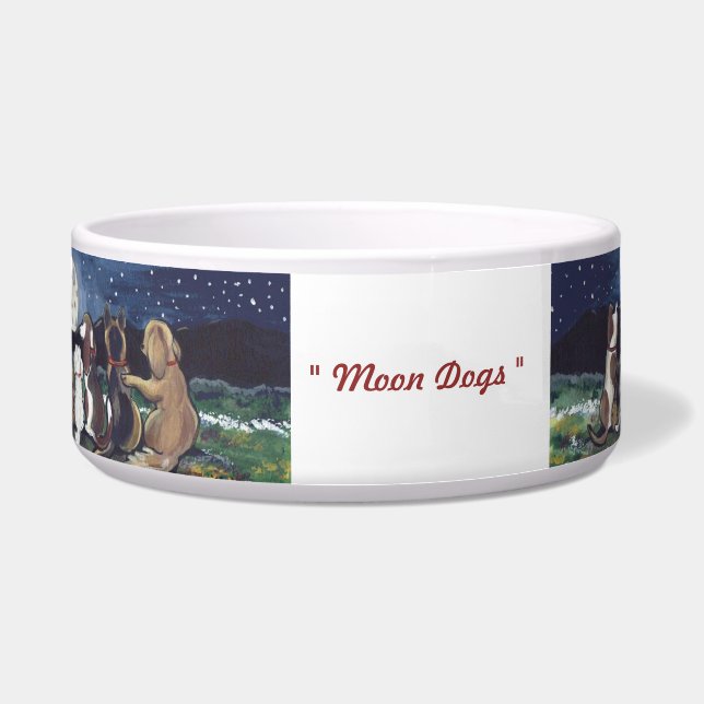 Écuelle "Moon Dogs" Artisanat original Fun Dog Food Dish (Devant)