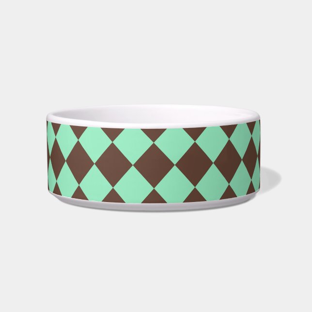 Écuelle Motif à carreaux diamant vert marron (Devant)