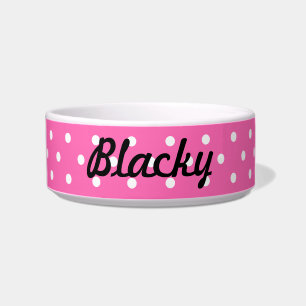 Écuelle Motif à points de polka rose chaud et blanc